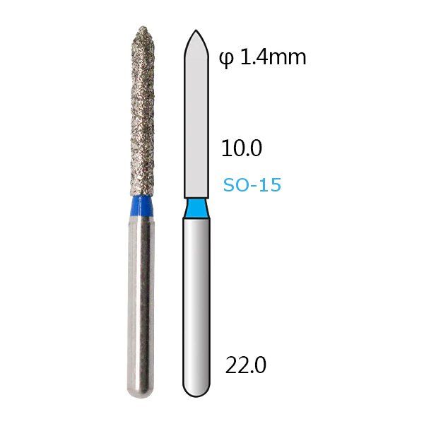 Алмазні стоматологічні бори - серія SO (прямі, стрілчастий кінчик) - 5 шт 1018-SO фото