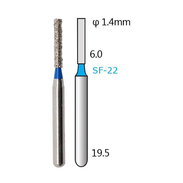 Алмазные стоматологические боры - серия SF (прямые, плоский кончик) – 5 шт 1018-SF фото