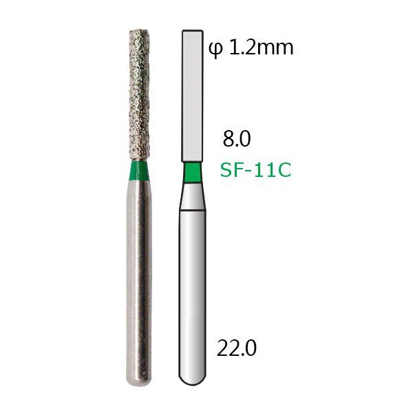 Алмазные стоматологические боры - серия SF (прямые, плоский кончик) – 5 шт 1018-SF фото