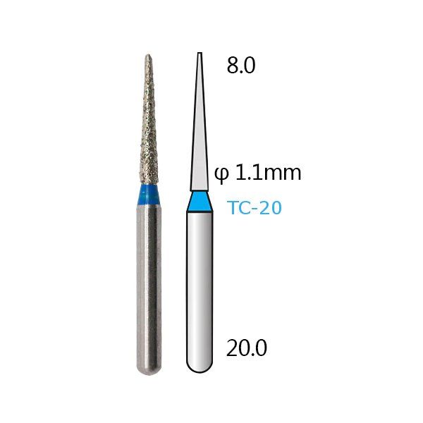 Алмазні стоматологічні бори - серія TC (конусоподібні, гострий кінчик) - 5 шт 1018-TC фото