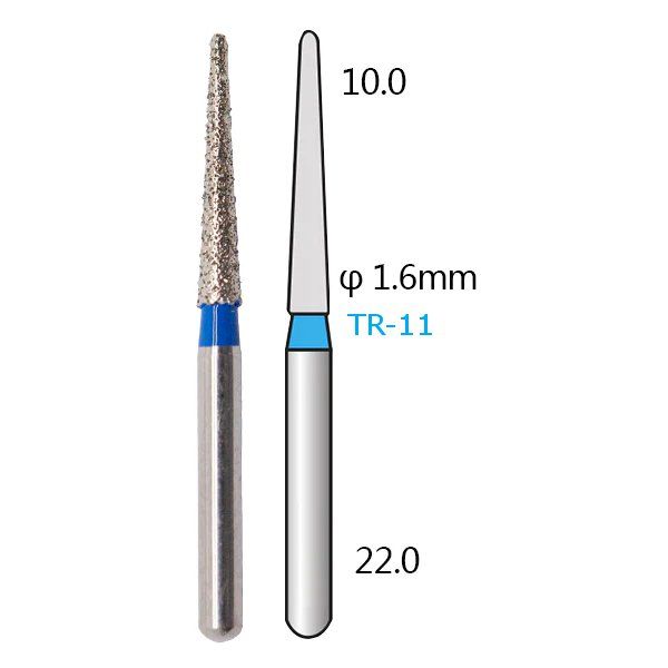 Алмазні стоматологічні бори - серія TR (конусоподібні, закруглений кінчик) - 5 шт 1018-TR фото