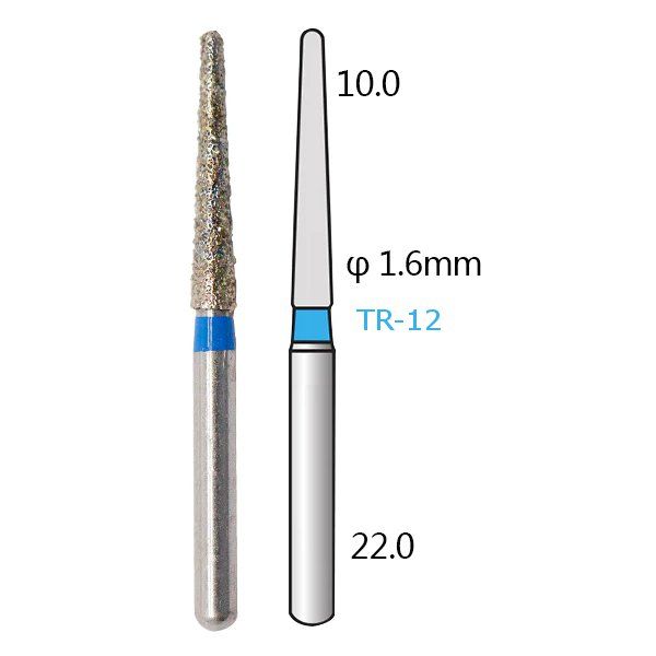 Алмазні стоматологічні бори - серія TR (конусоподібні, закруглений кінчик) - 5 шт 1018-TR фото