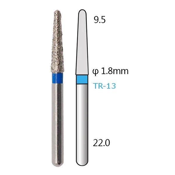 Алмазні стоматологічні бори - серія TR (конусоподібні, закруглений кінчик) - 5 шт 1018-TR фото