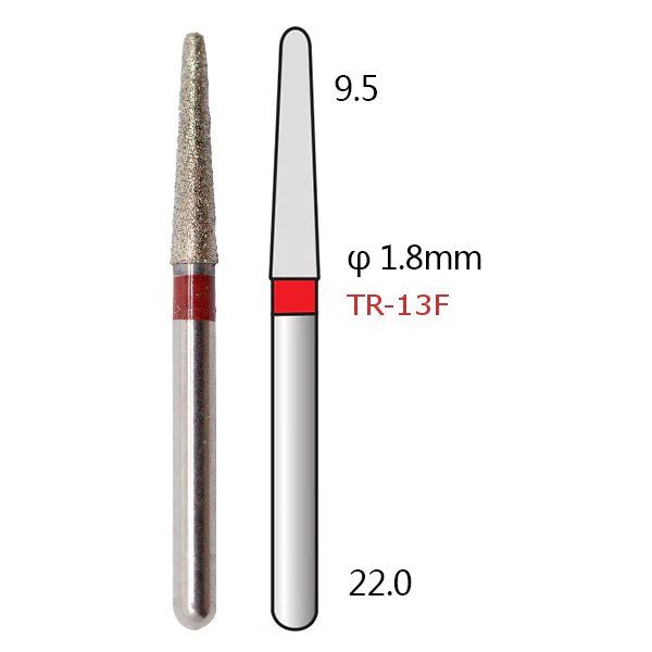 Алмазні стоматологічні бори - серія TR (конусоподібні, закруглений кінчик) - 5 шт 1018-TR фото
