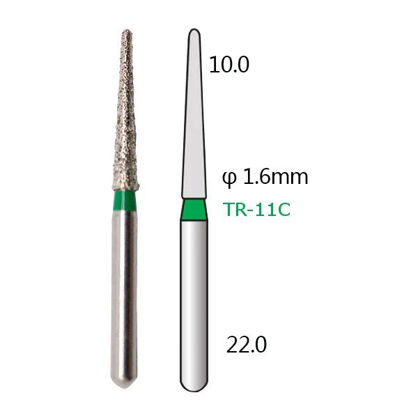 Алмазні стоматологічні бори - серія TR (конусоподібні, закруглений кінчик) - 5 шт 1018-TR фото