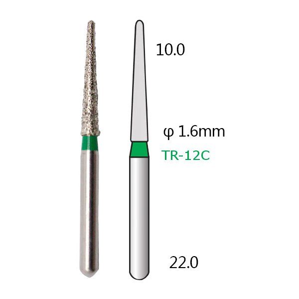 Алмазні стоматологічні бори - серія TR (конусоподібні, закруглений кінчик) - 5 шт 1018-TR фото