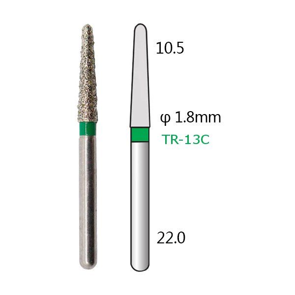 Алмазні стоматологічні бори - серія TR (конусоподібні, закруглений кінчик) - 5 шт 1018-TR фото